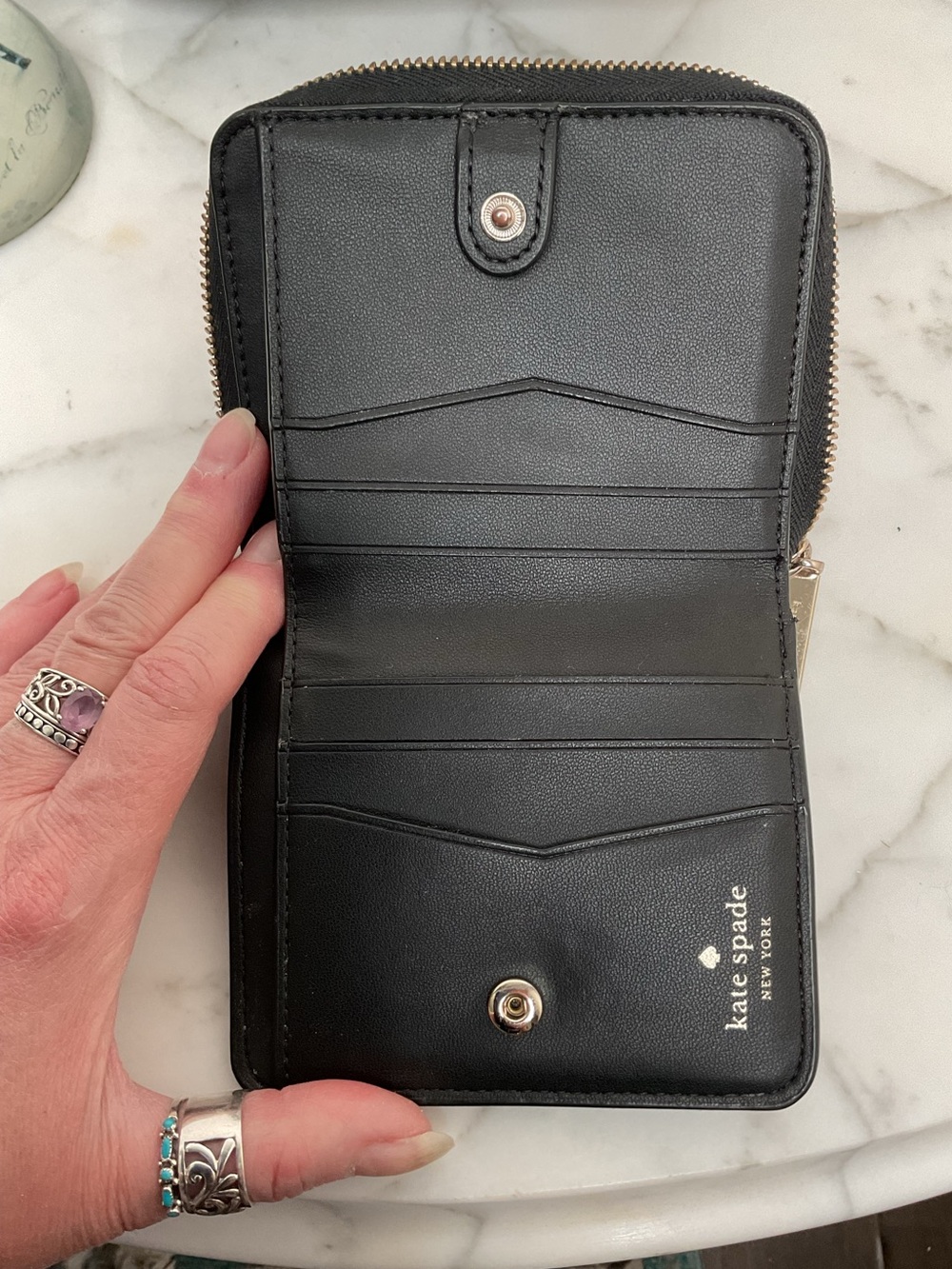 kate spade Black Quilted Leather Mini Backpack with Matching Zip Wallet EUC - Picture 7 of 14